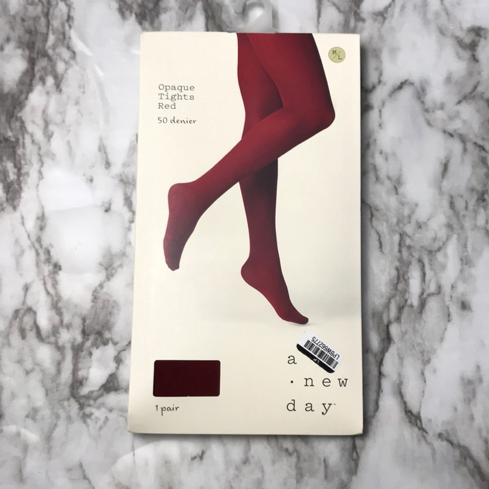 Women’s Red Opaque Tights M/L 50 Denier a new day